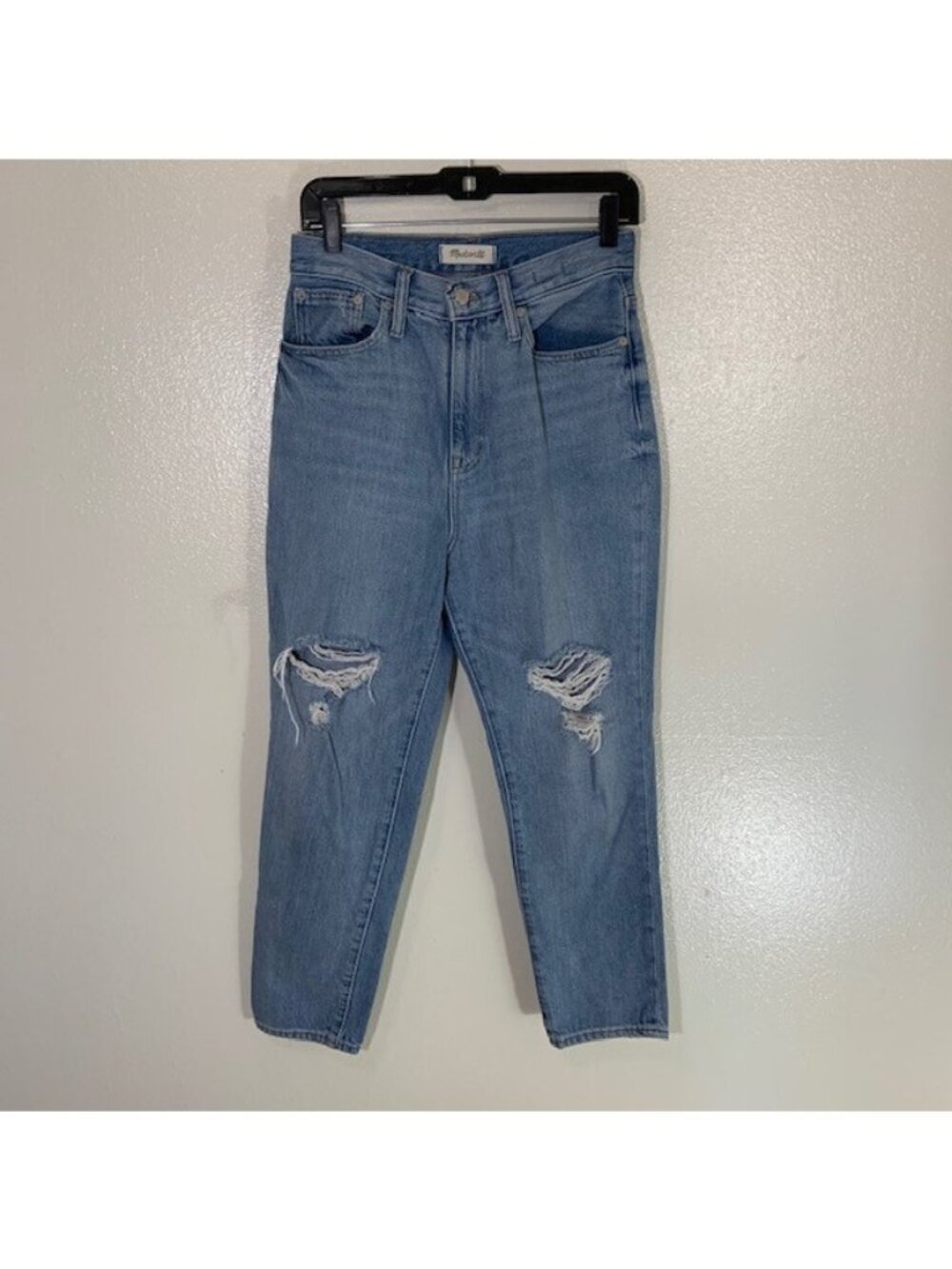 Madewell The Momjean Light Wash Blue Wash Ripped Distressed Edition Size 26